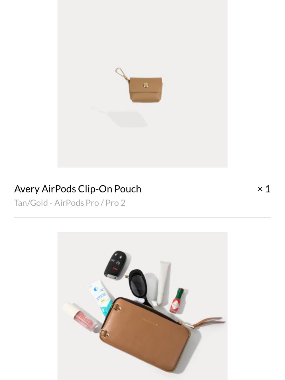 Bandolier Tan Crystal Phone Crossbody Set with Gold Chain Accents & AirPod Case - Picture 2 of 9